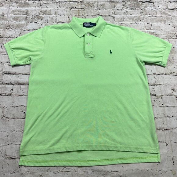 Ralph Lauren Golf Polo Men’s Shirt Sz.Large Lime Green Short‎ Sleeve Custom Fit - Picture 1 of 10